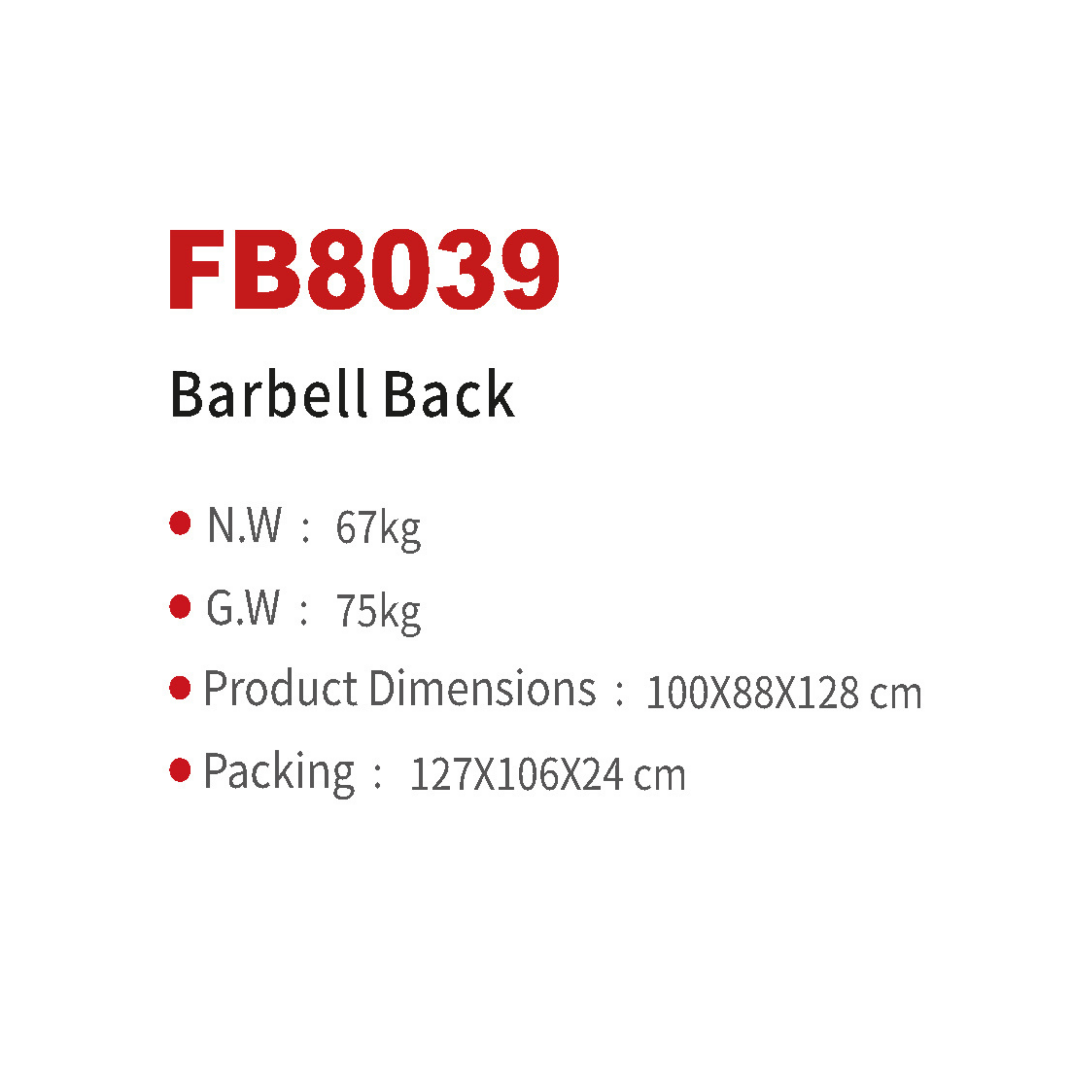 FB8039 Barbell Rack